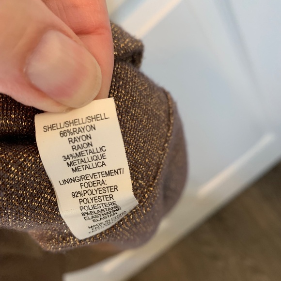 Halston Heritage short gold thread w brown dress, sz 4 - Picture 4 of 6